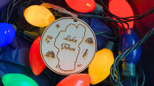 Lake Tahoe Wood Etched Christmas Ornament