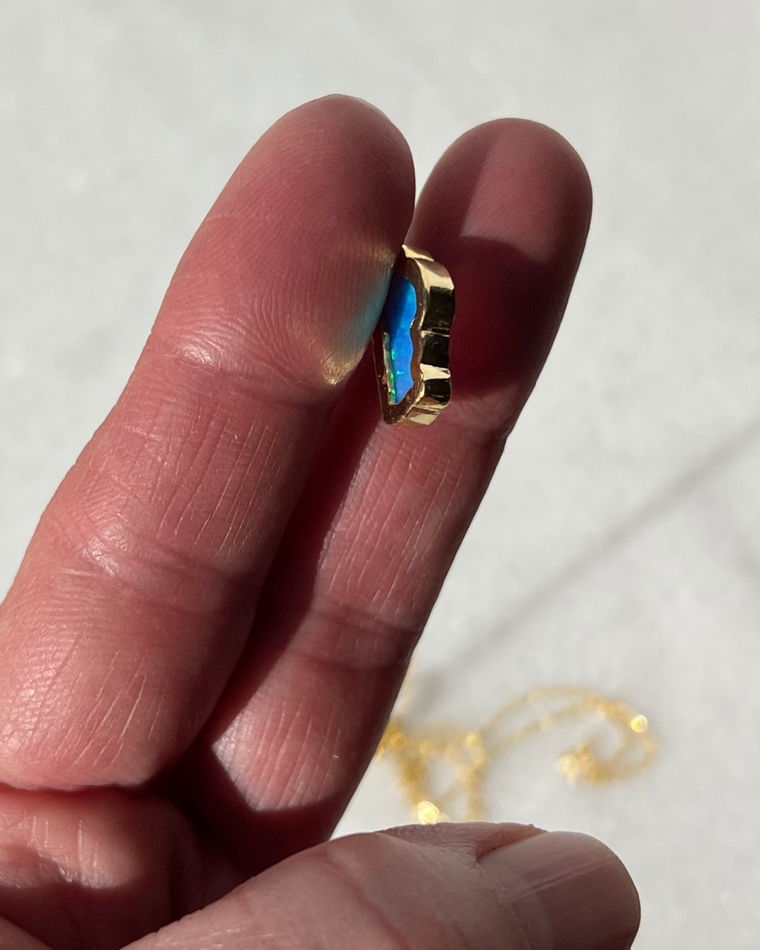 Lake Tahoe Opal Necklace in Sterling Silver or 14K Gold, Luxury Birthday or Anniversary Gift, Modern Bridal Jewelry, Hometown Pendant