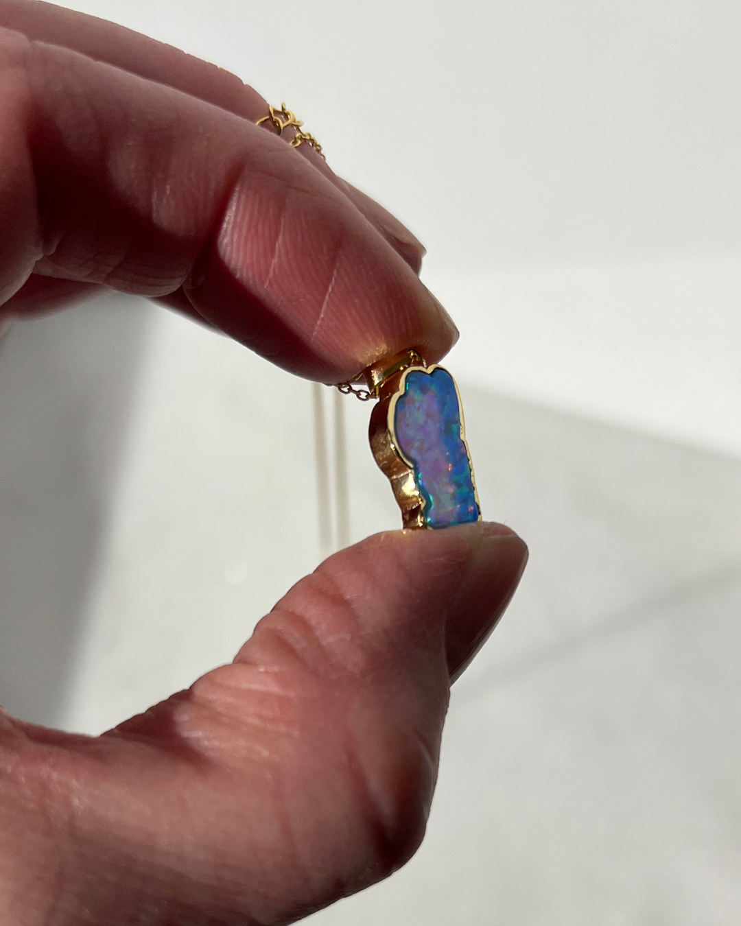 Lake Tahoe Opal Necklace in Sterling Silver or 14K Gold, Luxury Birthday or Anniversary Gift, Modern Bridal Jewelry, Hometown Pendant