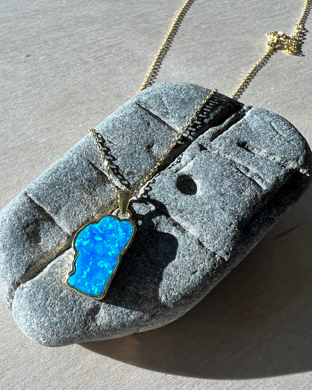 Lake Tahoe Opal Necklace in Sterling Silver or 14K Gold, Luxury Birthday or Anniversary Gift, Modern Bridal Jewelry, Hometown Pendant