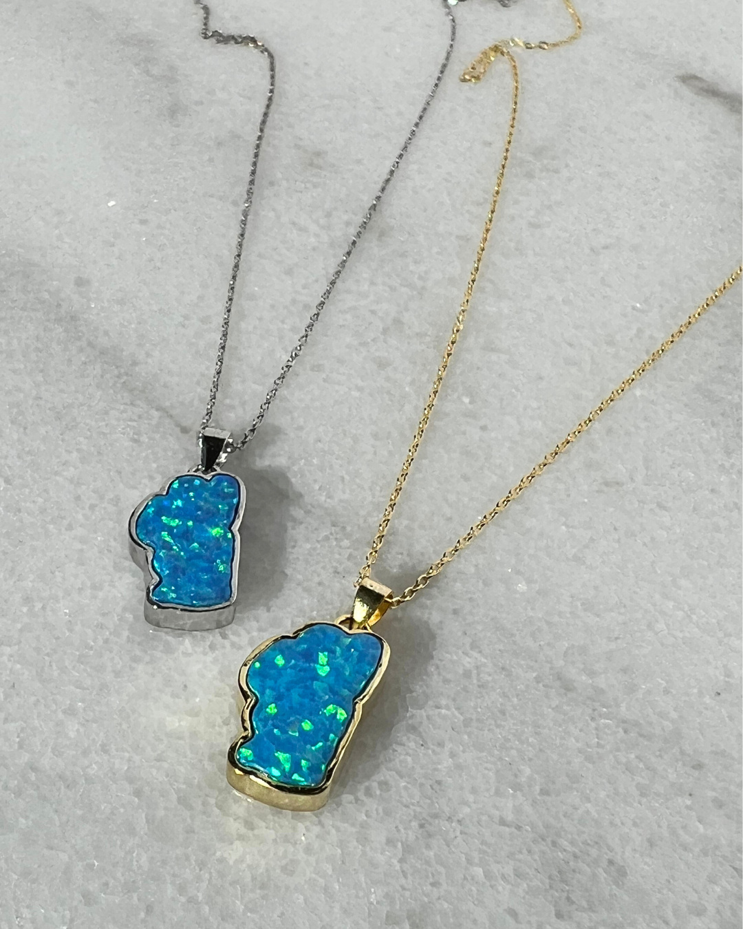 Lake Tahoe Opal Necklace in Sterling Silver or 14K Gold, Luxury Birthday or Anniversary Gift, Modern Bridal Jewelry, Hometown Pendant