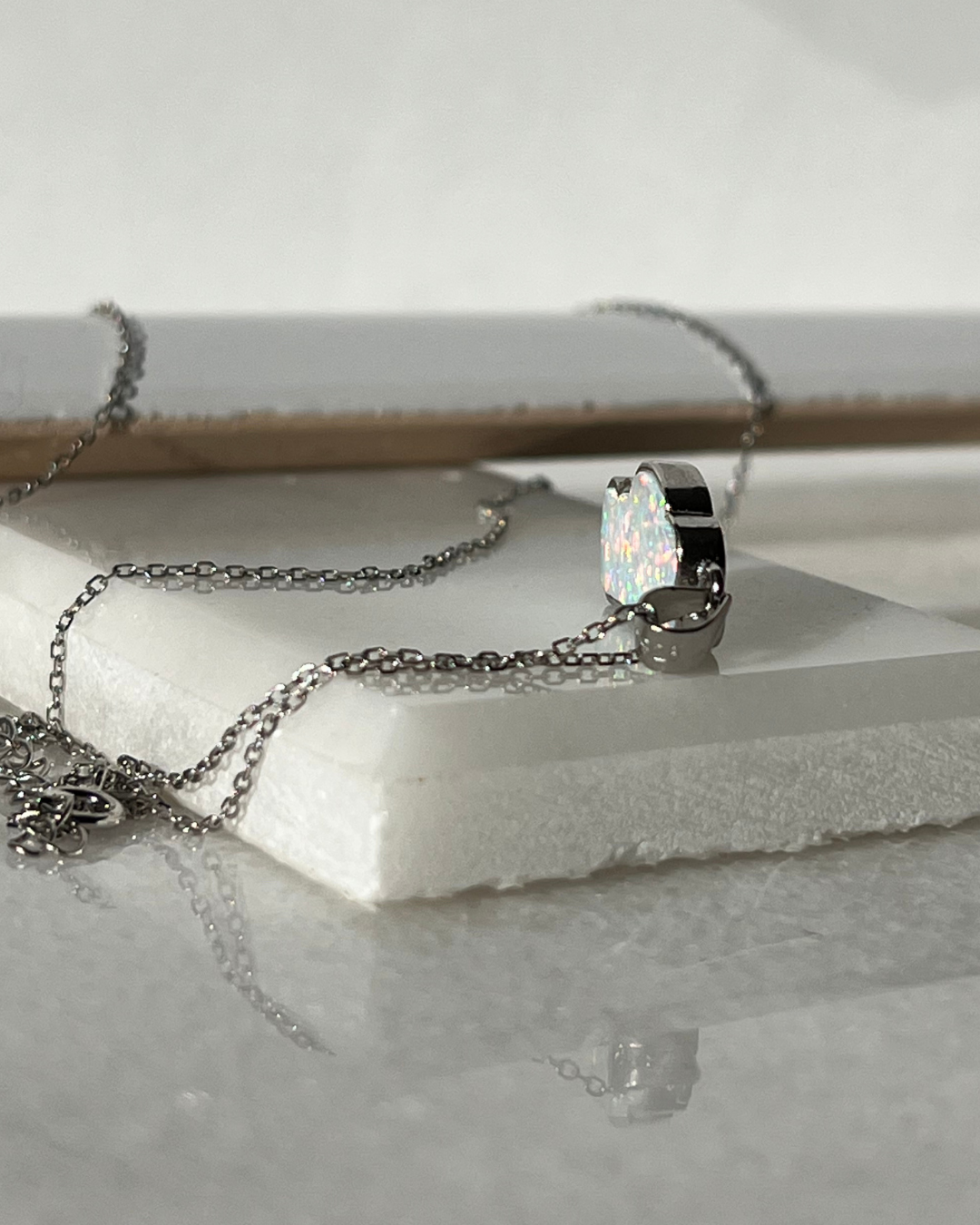 Lake Tahoe Opal Necklace in Sterling Silver or 14K Gold, Luxury Birthday or Anniversary Gift, Modern Bridal Jewelry, Hometown Pendant