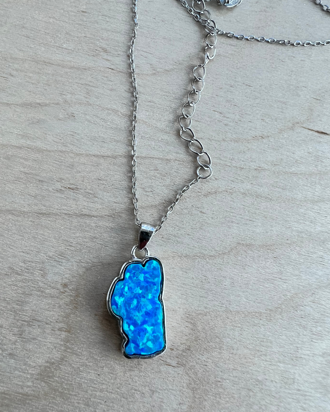 Lake Tahoe Opal Necklace in Sterling Silver or 14K Gold, Luxury Birthday or Anniversary Gift, Modern Bridal Jewelry, Hometown Pendant