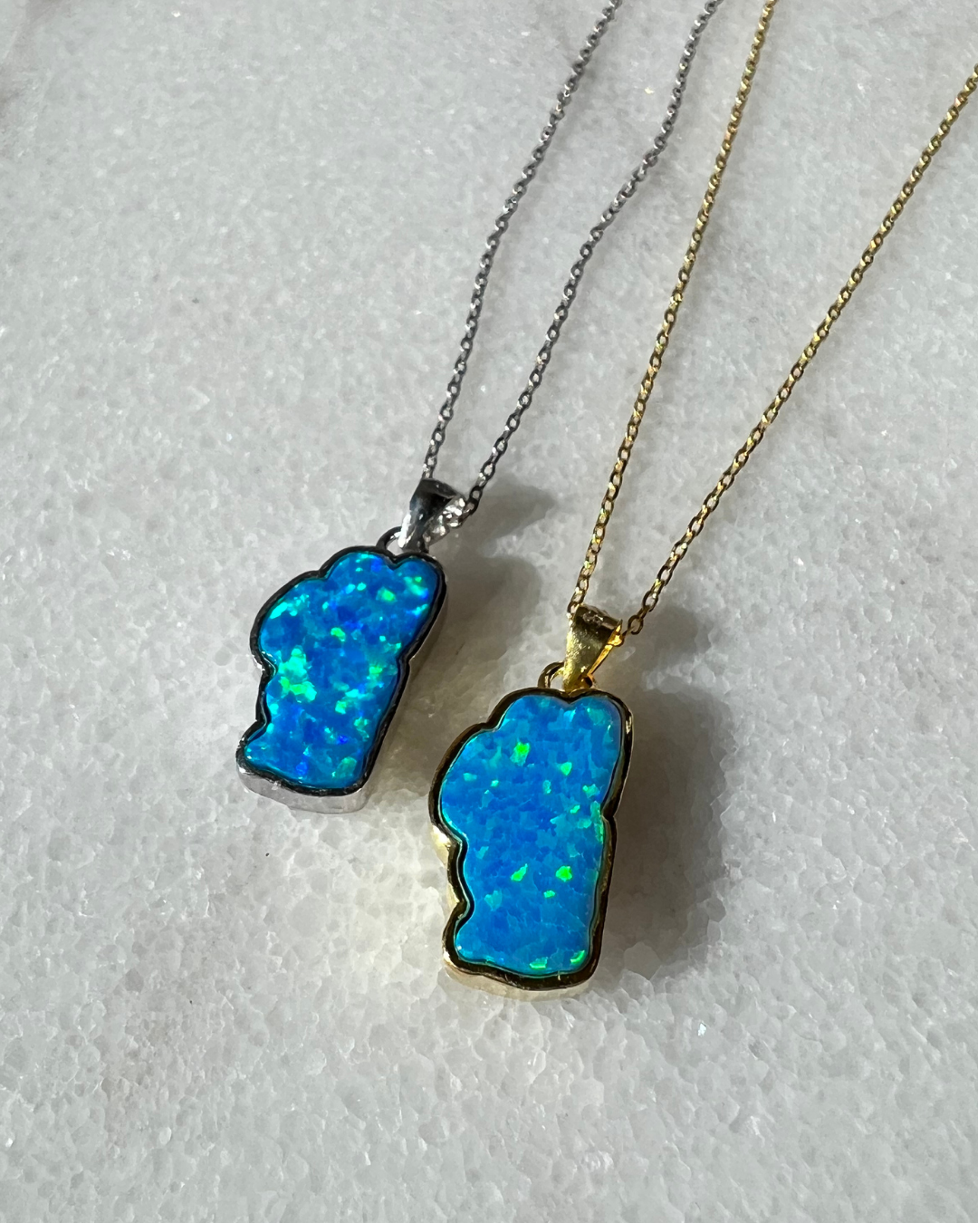 Lake Tahoe Opal Necklace in Sterling Silver or 14K Gold, Luxury Birthday or Anniversary Gift, Modern Bridal Jewelry, Hometown Pendant