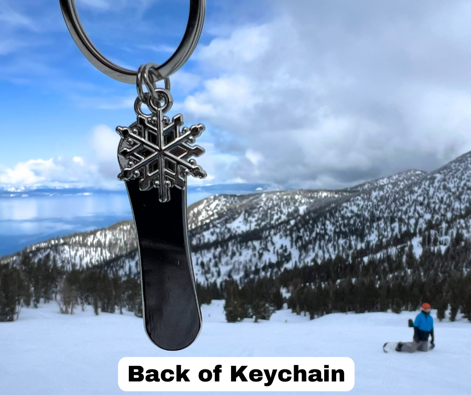 Snowboard with Snowflake Keychain or Backpack Charm